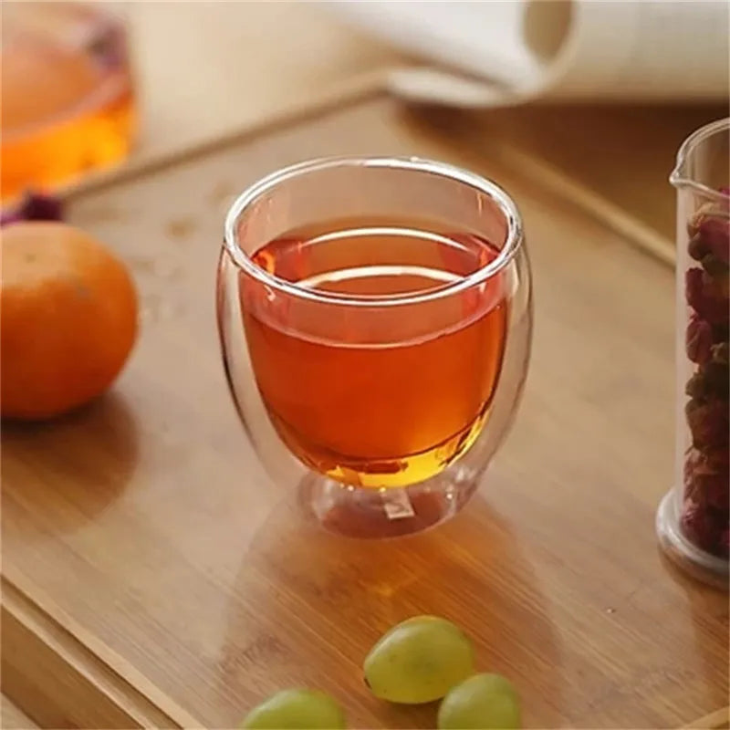 Axya Double Wall Shot Glass Set - Handmade Heat-resistant Tumblers for Wine, Beer, Whiskey