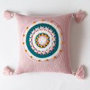 Axyaa Floral Cushion Cover 45x45cm Pink Cream Yellow Green Tassels Home Decor Pillow Case