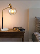 Axyaa Nordic Designer Glass Table Lamp for Reading Room - LED Decorative Desk Light