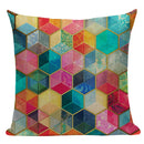Axyaa Geometric Cushion Cover: Green Pink Diamond Design for Home, Bedroom, and Car