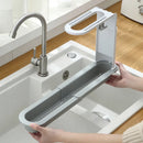 Axyaa Telescopic Sink Rack with Adjustable Hooks for Kitchen Storage