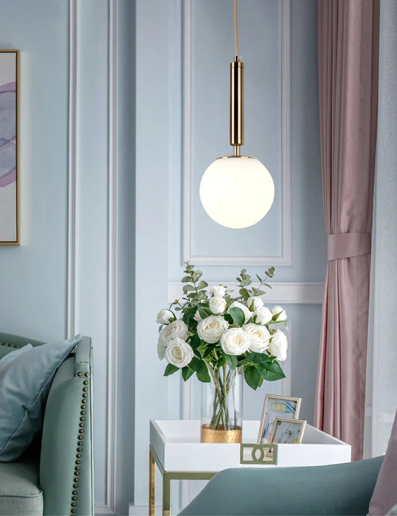 Axyaa Glass Ball Pendant Light - Modern Nordic Globe Ceiling Lamp