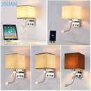 Axyaa LED Fabric Wall Sconce with USB Port for Bedroom and Living Room