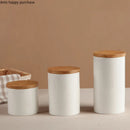 Axya White Ceramic Sealed Food Storage Jar with Wooden Lid
