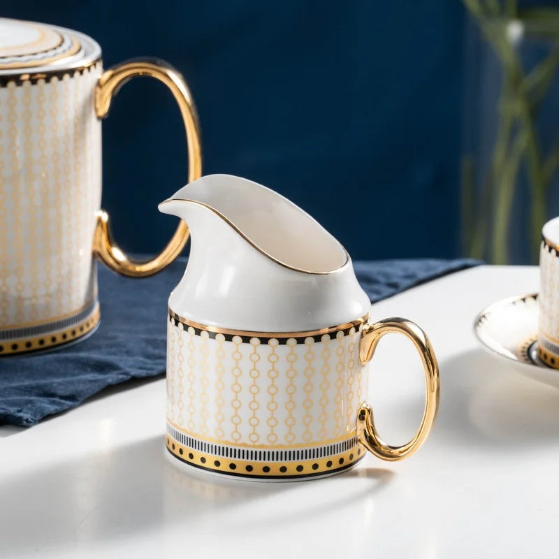 Axya 15-Piece Ceramic Coffee Set with Teapot, Cup, and Saucer