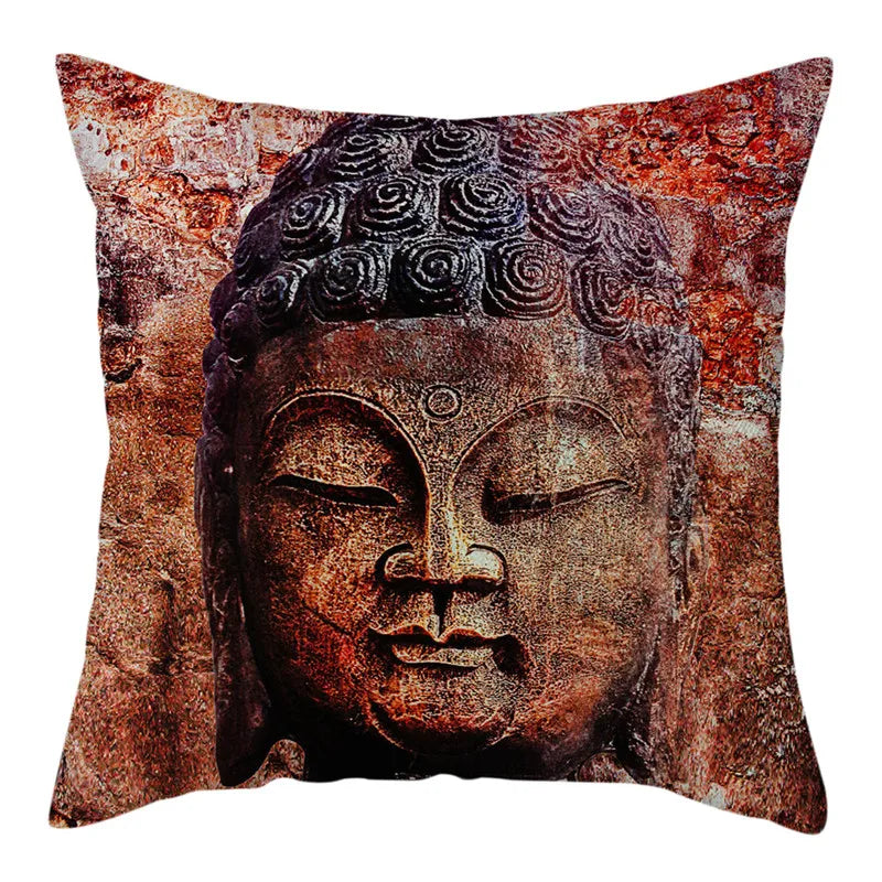 Buddha Pattern Throw Pillow Cover by Axyaa for Home, Car, Sofa Décor