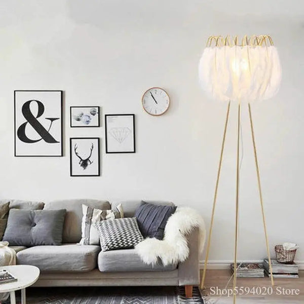 Axyaa Modern Minimalist Feather Floor Lamp for Living Room Girls Room