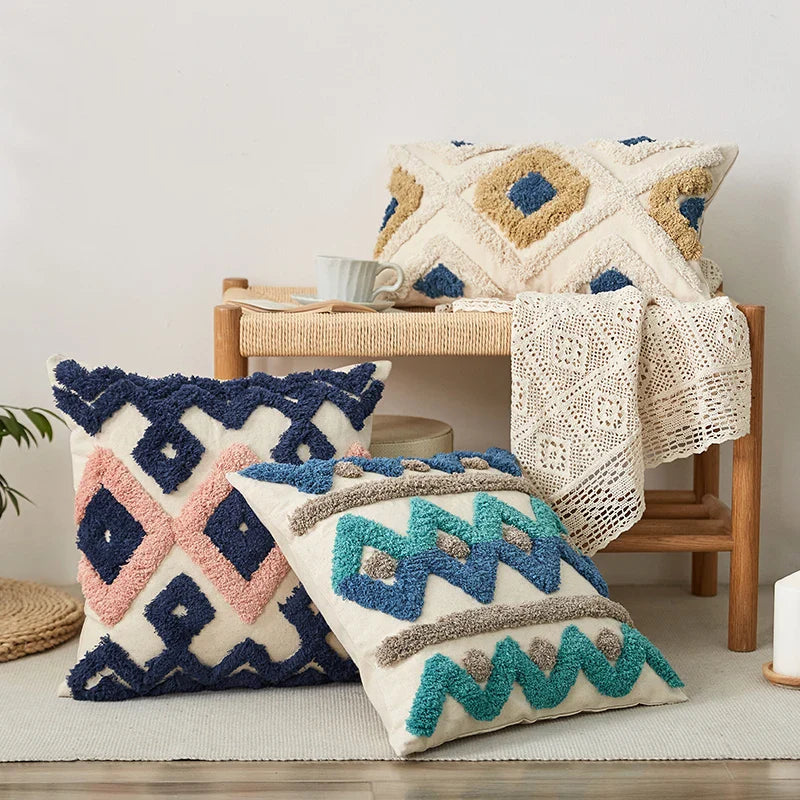Handmade Moroccan Style Tuft Cushion Cover by Axyaa - 45x45cm/30x50cm