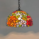 Axyaa Colorful Glass Tiffany Chandelier for a Creative Mediterranean Vibe