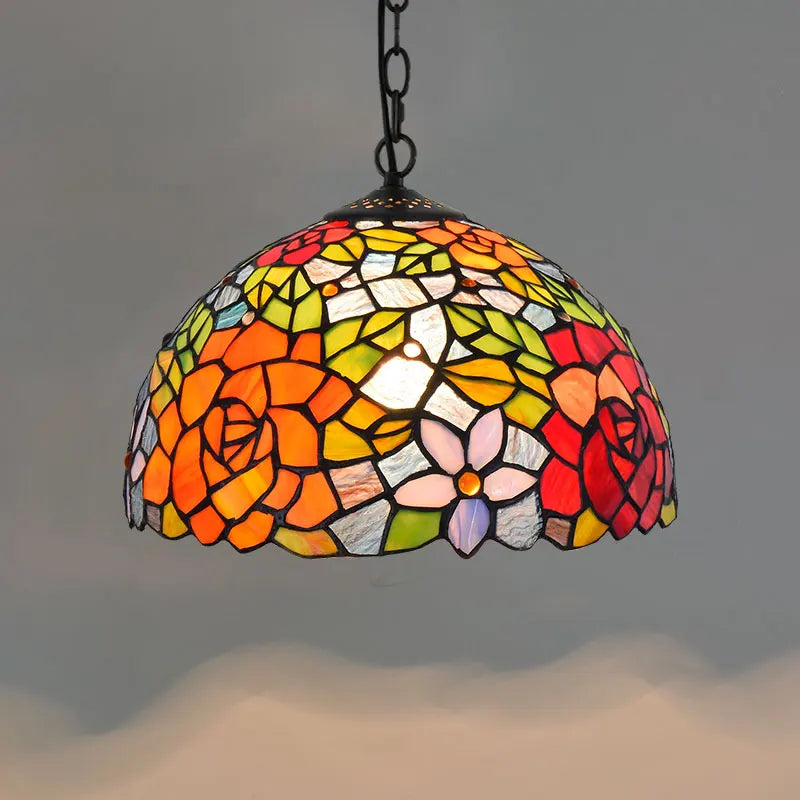 Axyaa Colorful Glass Tiffany Chandelier for a Creative Mediterranean Vibe