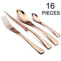 Axyaa 16-Piece Black Stainless Steel Cutlery Set for Dining and Entertaining