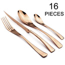 Axyaa 16-Piece Black Stainless Steel Cutlery Set for Dining and Entertaining
