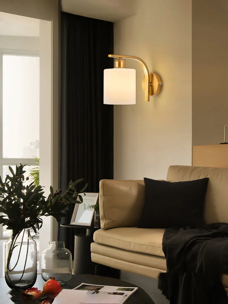 Axyaa Brass Glass Wall Sconce - Classic Nordic Design for Home Interior