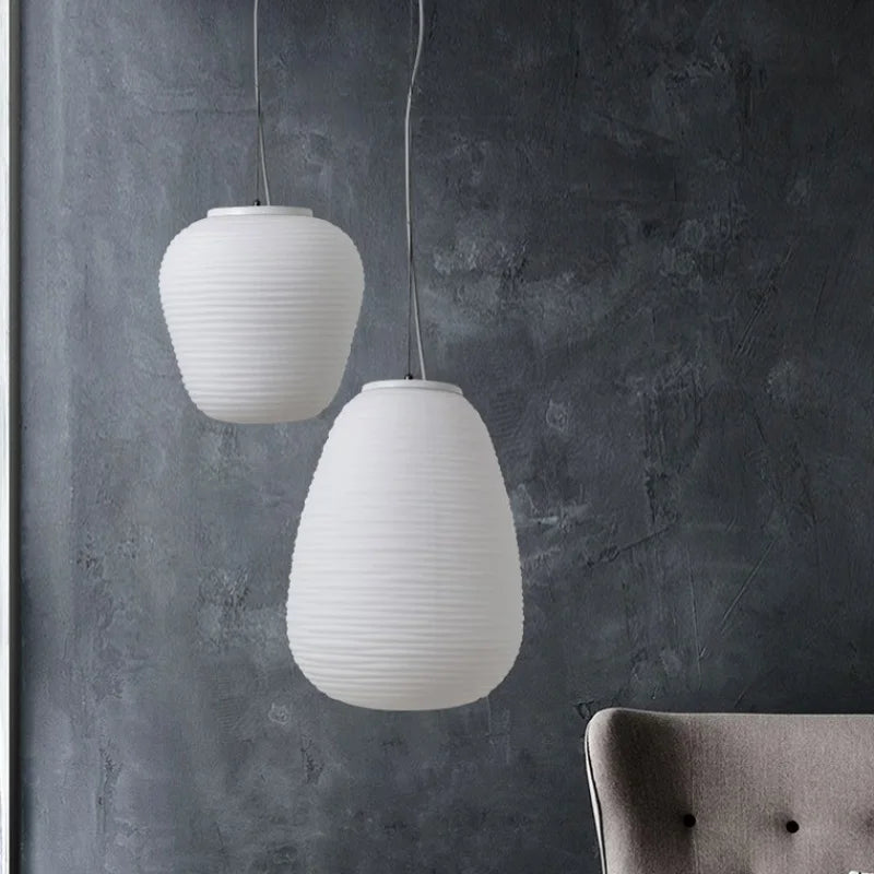 Axyaa Milky White Glass Pendant Lamp for Bedroom and Dining Lighting