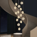 Axyaa Round Acrylic Gold Led Chandelier for Duplex Attic Living and Dining Rooms
