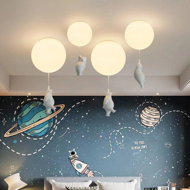 Axya Kids Cartoon Bear Ceiling LED Light Fixture for Bedroom Decor