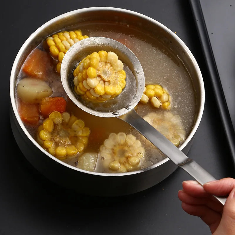 Axyaa Stainless Steel Soup Spoon Colander Skimmer for Home Cooking