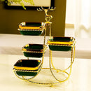 Axya Dark Green Deer Fruit Plate with Gold Border Metal Frame
