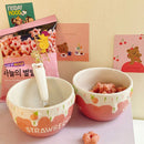 Axyaa Sweet Strawberry Ceramic Bowl for Girls - Ideal for Ice Cream, Dessert, Fruit Salad