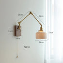 Axyaa Copper Swing Arm LED Wall Sconce - Bedroom Living Room Study Light Fixtures