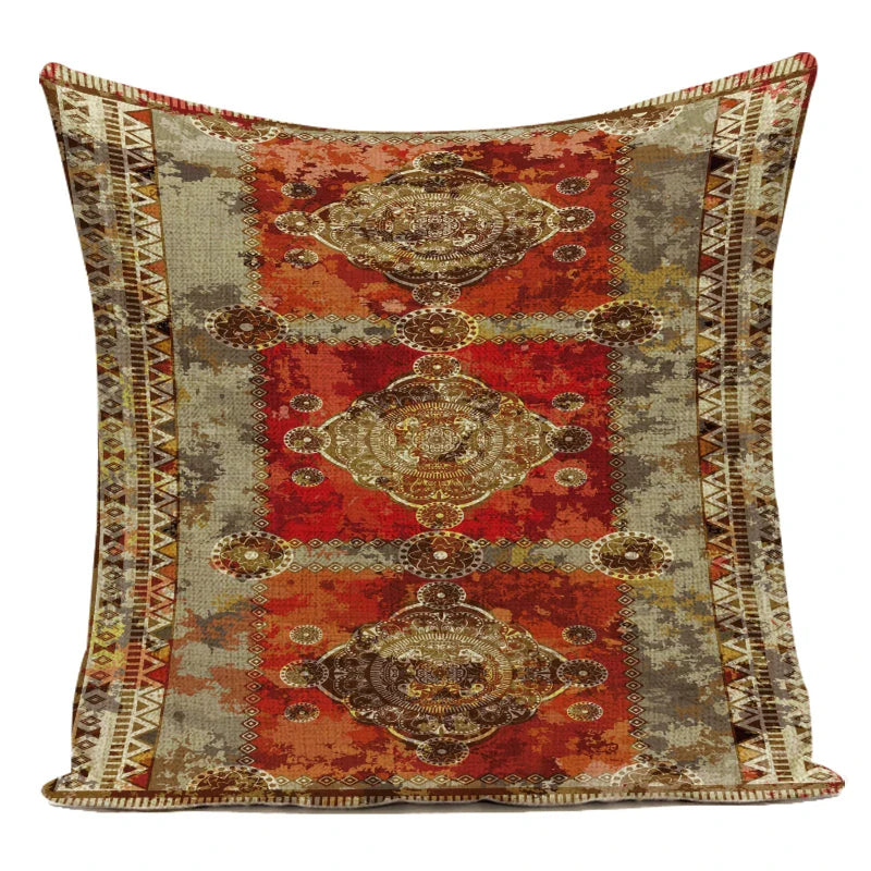 Axyaa Moroccan Mandala Linen Cushion Covers for Vintage Home Decor