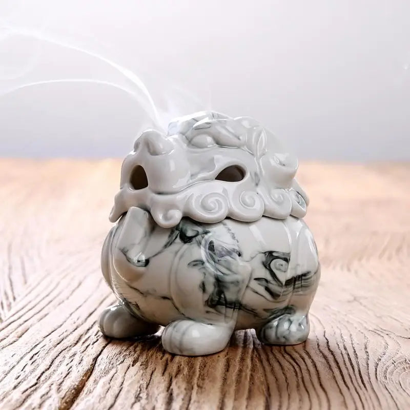 Axya Ceramic Buddha Incense Burner Tea Ceremony Ornament Ashtray with Lid