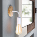 Vintage Wood Wall Lamp E27 Light Bulb Retro Industrial Sconce for Home Loft, Living Room, or Bedside by Axyaa