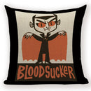 Happy Halloween Pumpkin Print Linen Throw Pillow Cover by Axyaa