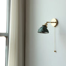 Axyaa Green Glass LED Wall Lights - Pull Chain Switch, Adjustable Up/Down Lighting