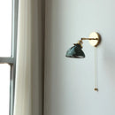 Axyaa Green Glass LED Wall Lights with Pull Chain Switch
