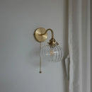 Axyaa Blue Glass Ball Wall Sconce LED Pull Chain Switch Modern Nordic Stair Light