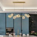 Axyaa Clear Glass Ball Circle Chandelier: Modern Gold LED Lighting for Romantic Living Room