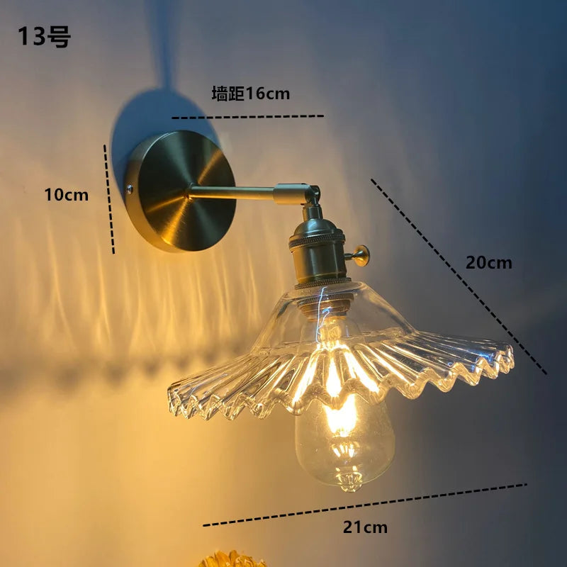 Axyaa Clear Glass LED Wall Sconce Switch Lamp for Bathroom Mirror Stairway, Nordic Copper Influence