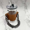 Axyaa PU Leather Water Bottle Holder With Strap - Stylish Beverage Cover