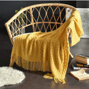 Axyaa Nordic Knit Throw Blanket Yellow Plaid 130x230cm