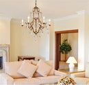 Axyaa Loft Iron Crystal Chandelier - LED Candle Light for Indoor Living and Dining Rooms