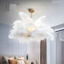 Axyaa Nordic Feather Chandelier: White Luxury Minimalist Decorative Lighting for Home