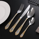 Axyaa Retro Carved Stainless Steel Cutlery Set - Luxury Family Dinnerware