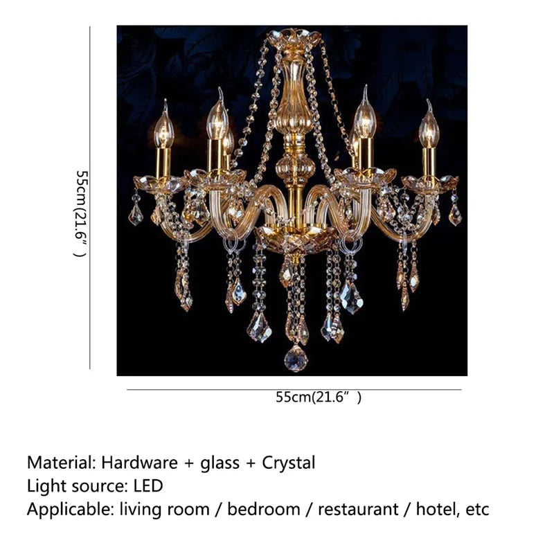 Axyaa European Crystal LED Chandelier Pendant Light for Home Hotel Hall