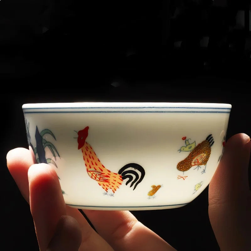 Axya Chinese Style Handmade Antique Bone Chicken Cup Tea Wine Water Cup