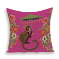 Axyaa Monkey Floral Pillow Cover - Vibrant Flower Vase Home Decor