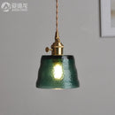 Axyaa Mini Green Glass LED Pendant Light - Japanese Style Nordic Copper Hanging Lamp