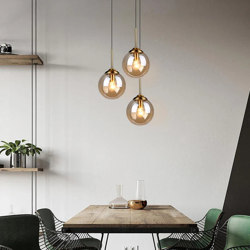 Axya Glass Ball Pendant Lights - Smoky Gray Magic Bean Suspension Lamp