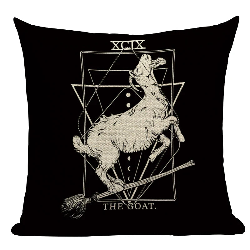 Axyaa Mexico Skull Decor Pillow Cover - Black Tarot Horror Ghost Home Decor