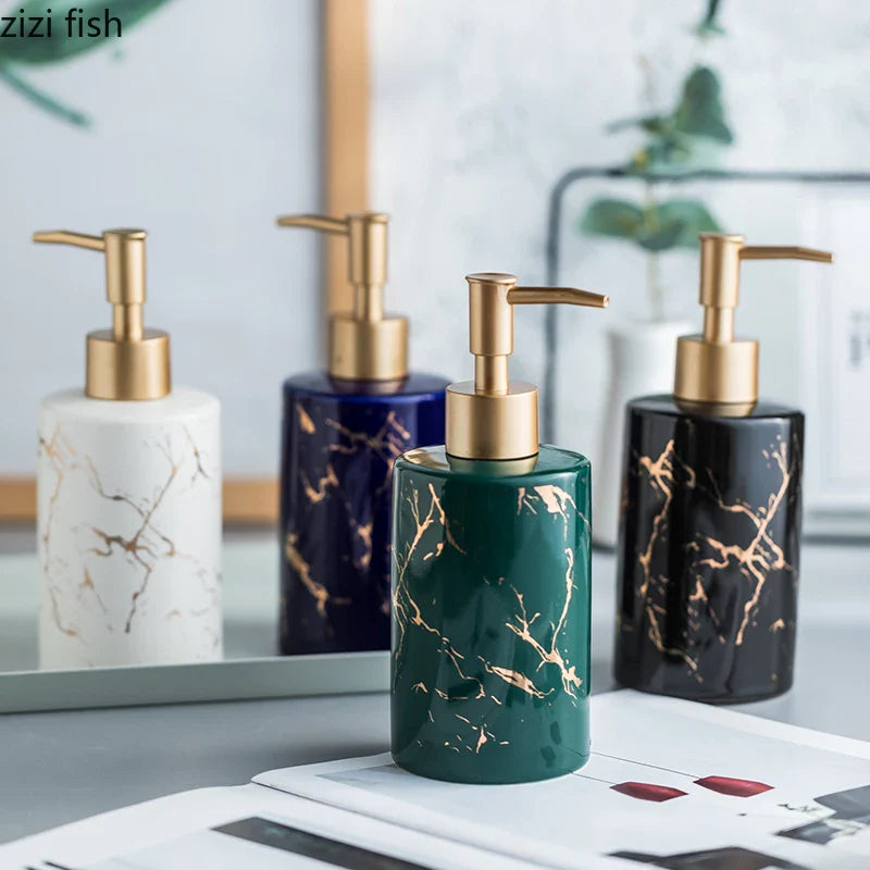 Axya Marbling Ceramic Hand Sanitizer Bottle Bright Light Lotion Dispenser