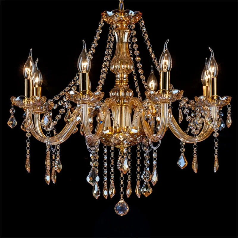 Axyaa European Crystal LED Chandelier Pendant Light for Home Hotel Hall