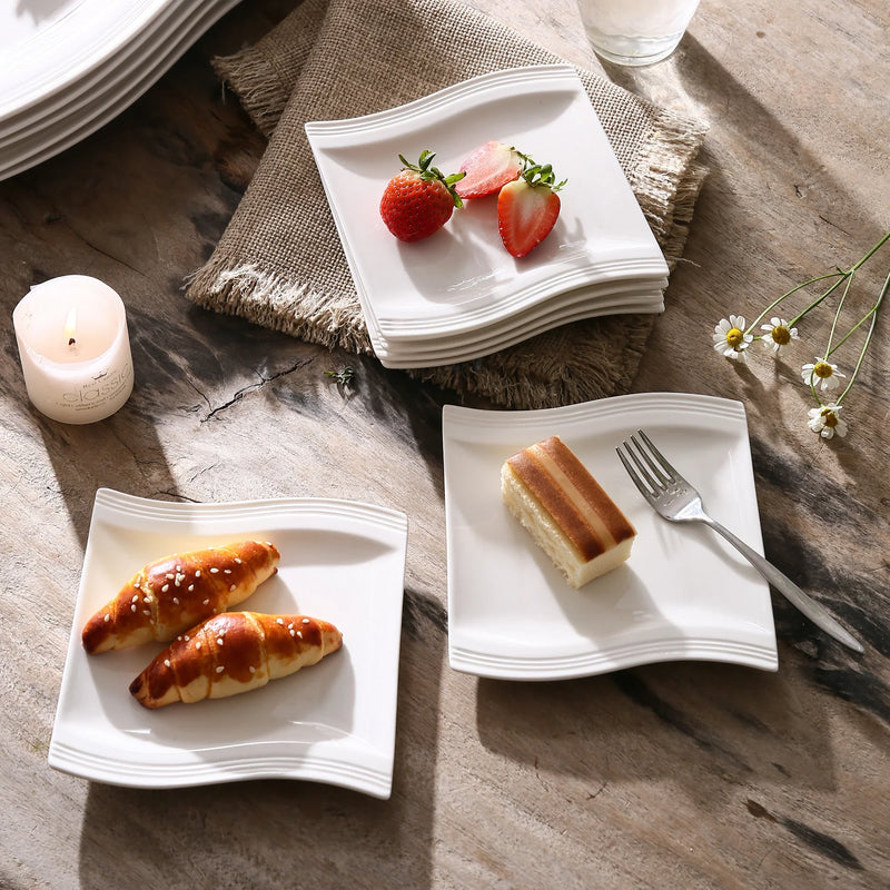 Axya Flora Porcelain Platter Square Dessert Plates Set of 6