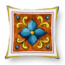 Axyaa Watercolor Geometric Flowers Polyester Cushion Cover Sofa Throw Pillow Cover