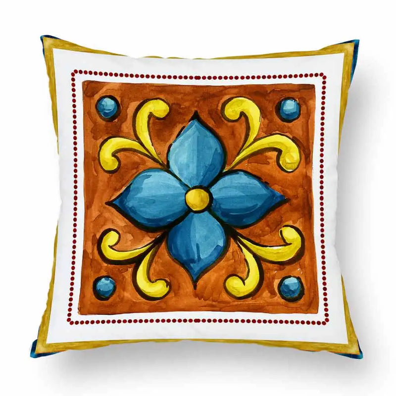 Axyaa Watercolor Geometric Flowers Polyester Cushion Cover Sofa Throw Pillow Cover