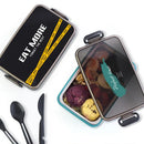 Axyaa Stainless Steel Liner Lunch Box with Free Cutlery and Letter Pattern
